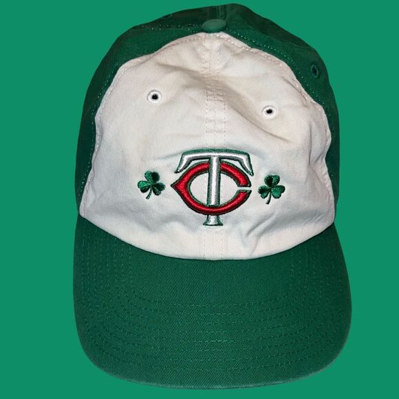 47’ Brand Minnesota Twins Green St Patricks Day Logo Adjustable Baseball Hat - Picture 8 of 10